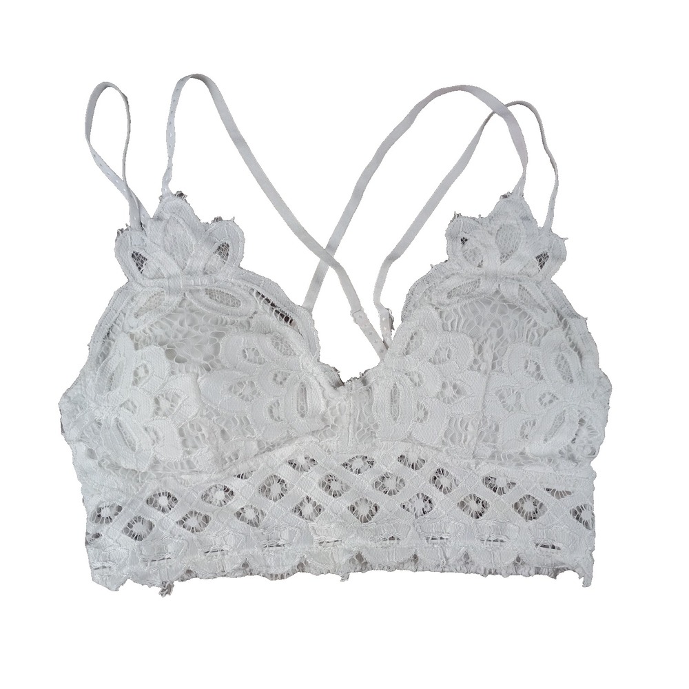 Altar'd State Intimates M White Lace Bralette Crossback Padded Romantic